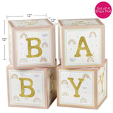 BOHO RAINBOW BABY SHOWER BLOCK BOX (SET OF 4)  SKU:  BSF28614NA - StorkBabyGiftBaskets.com