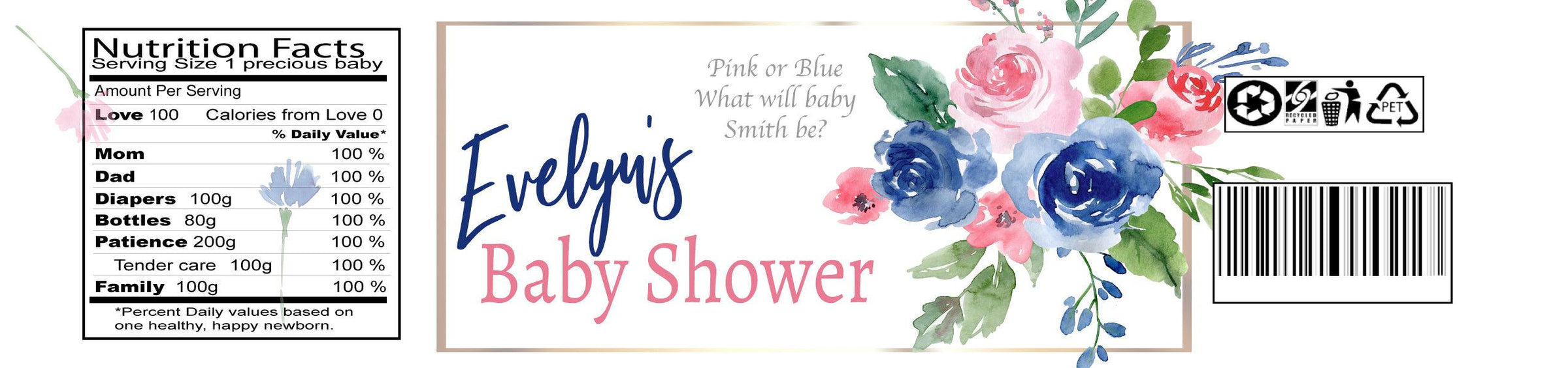 Pink or Blue Gender Reveal Baby Shower Water Bottle Labels - StorkBabyGiftBaskets.com