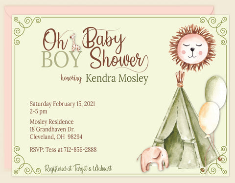 Bumble Bee Baby Boy Shower Invitations