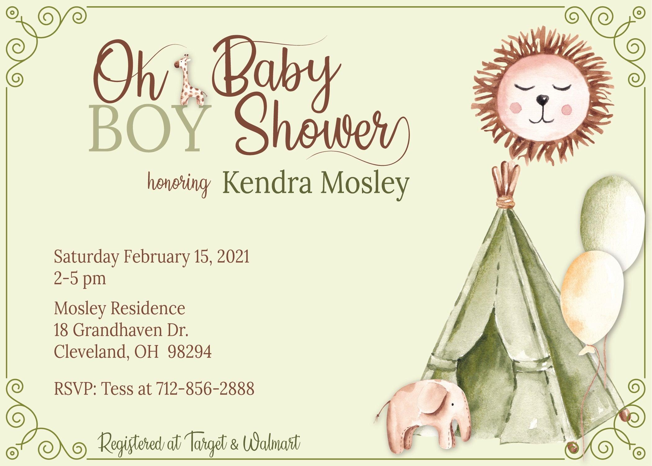 Boho Boy Baby Shower Invitation - StorkBabyGiftBaskets.com
