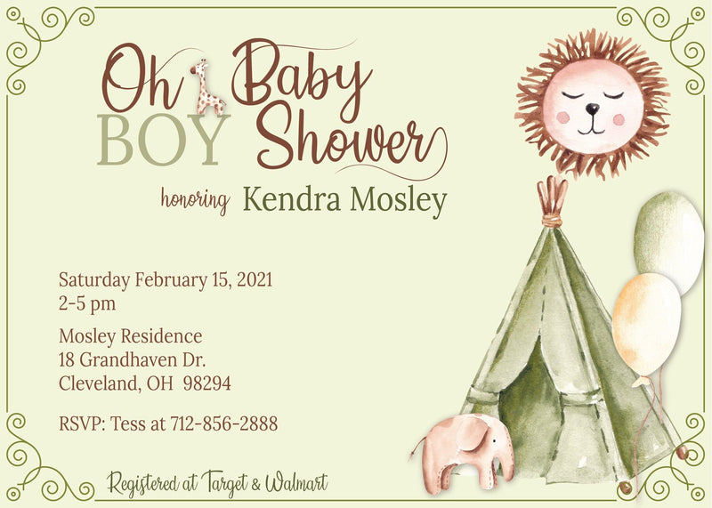 Boho Boy Baby Shower Invitation - StorkBabyGiftBaskets.com