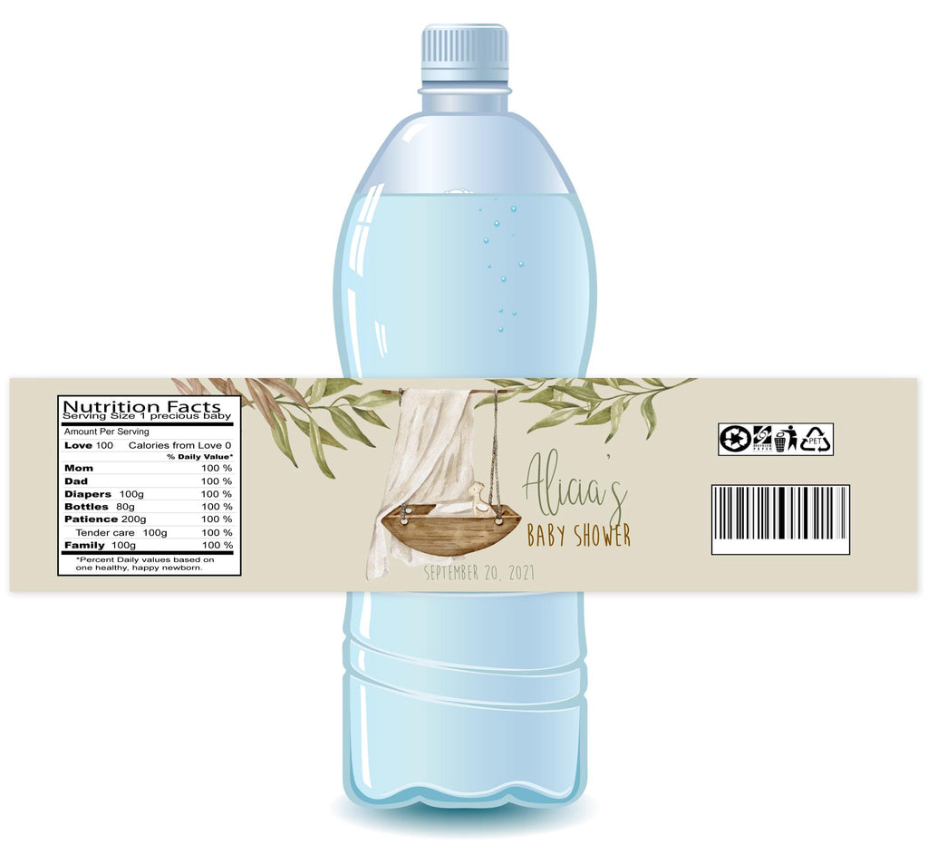 Boho Nursery Baby Shower Water Bottle Labels - StorkBabyGiftBaskets.com