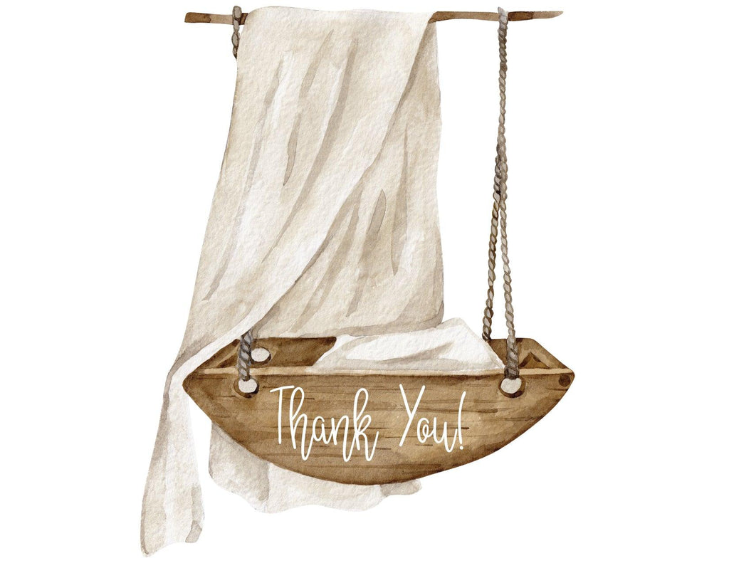 Boho Hanging Basket Baby Shower Thank You Card