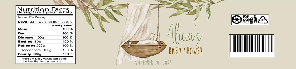 Boho Nursery Baby Shower Water Bottle Labels - StorkBabyGiftBaskets.com