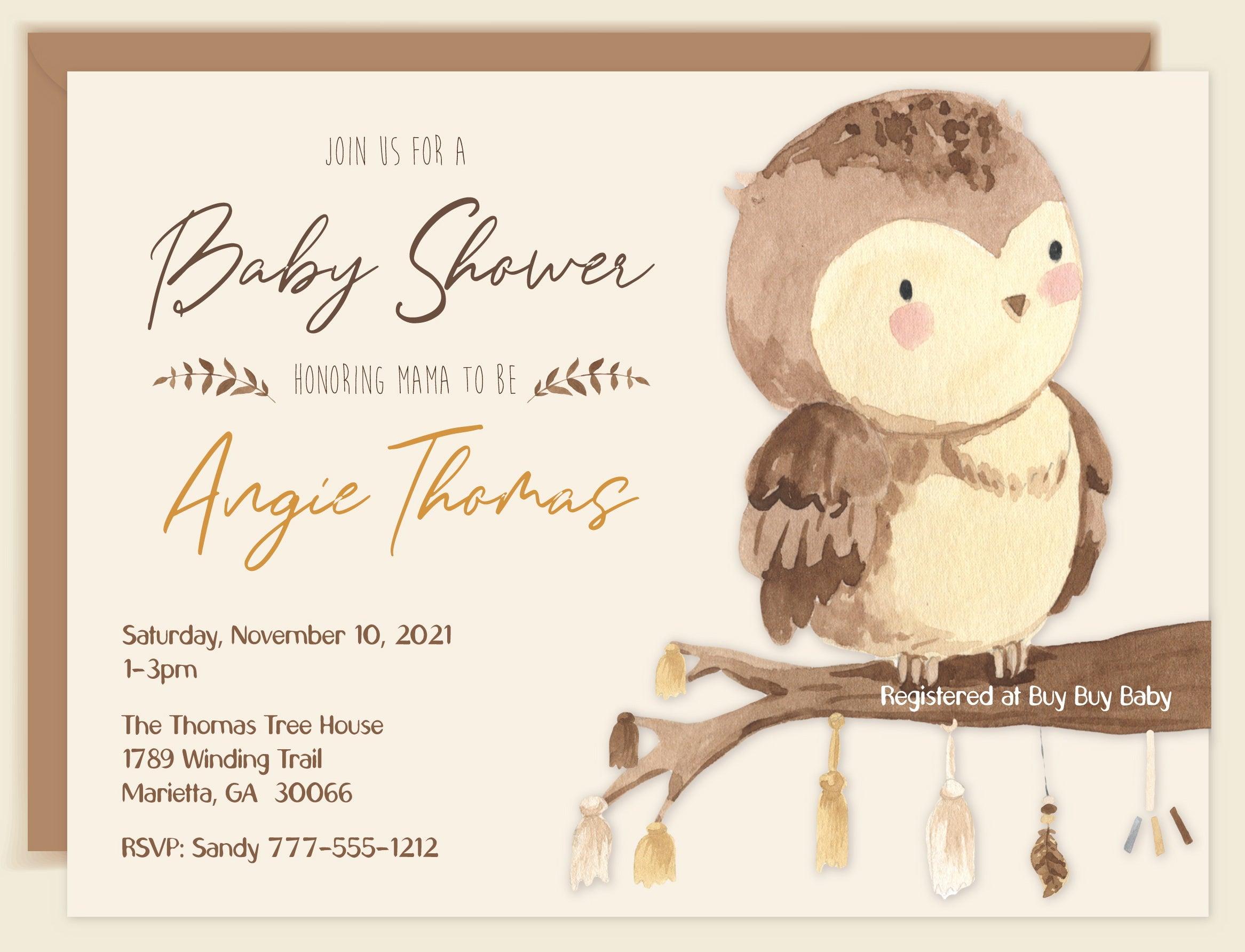 Boho Owlett Baby Shower Invitation