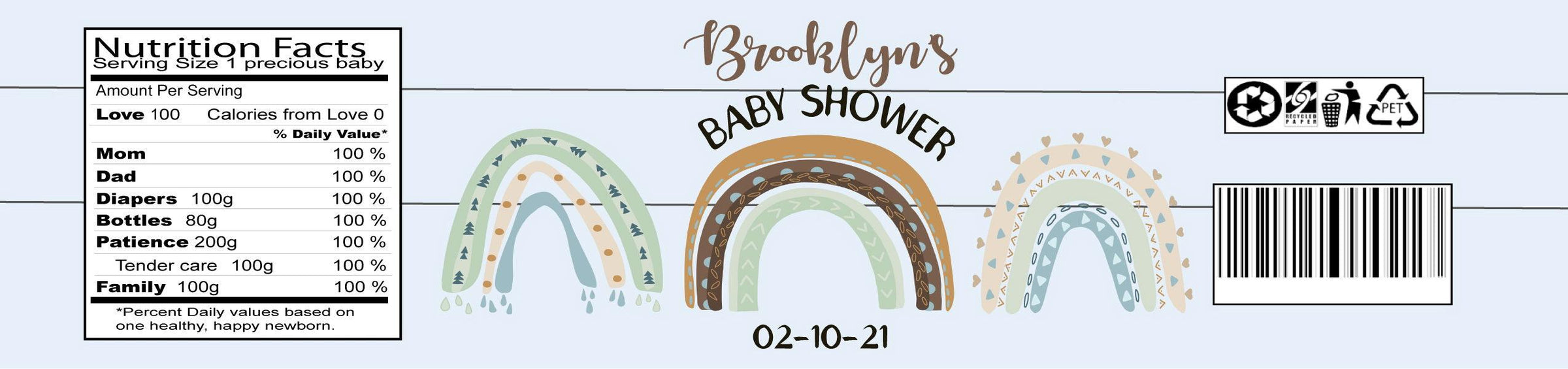 Boho Rainbows Baby Shower Water Bottle Labels - StorkBabyGiftBaskets.com