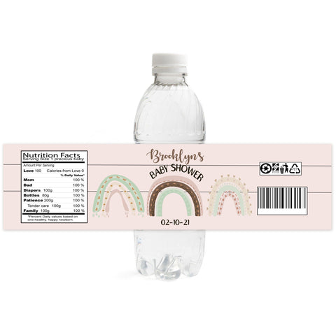 Boho Nursery Baby Shower Water Bottle Labels