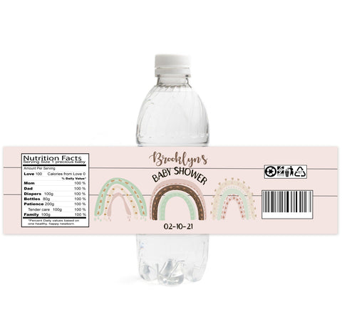 Floral Peach Baby Shower Water Bottle Labels