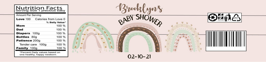 Boho Rainbows Bottle Labels Girl