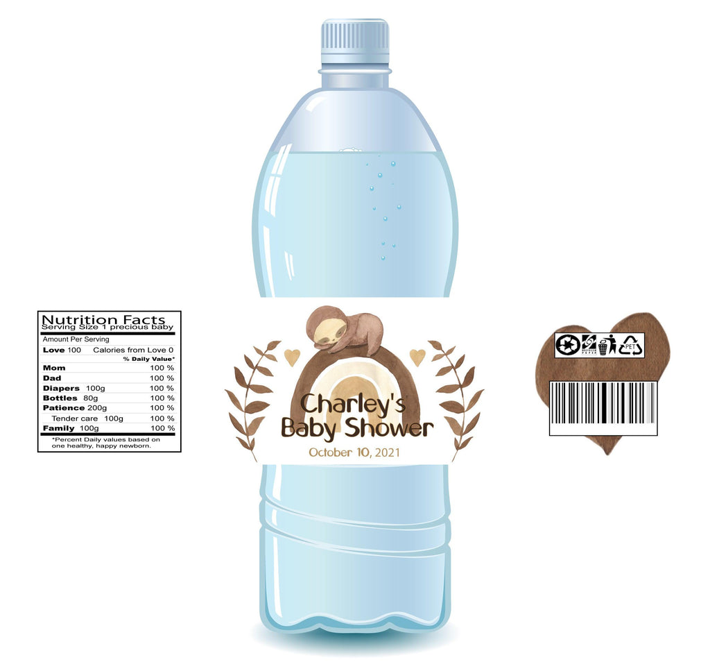 Boho Sloth Water Bottle Labels - StorkBabyGiftBaskets.com