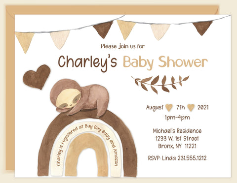 Boho Hanging Basket Baby Shower Invitation