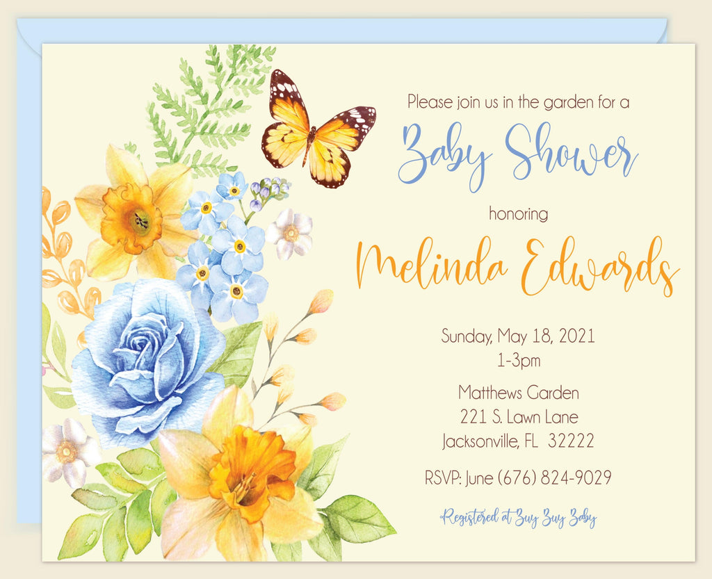 Butterfly Garden Baby Shower Invitation