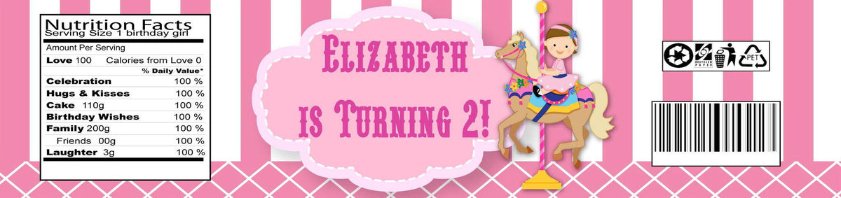 Carousel Water Bottle Labels (Girl) (#B-WBL106) - StorkBabyGiftBaskets