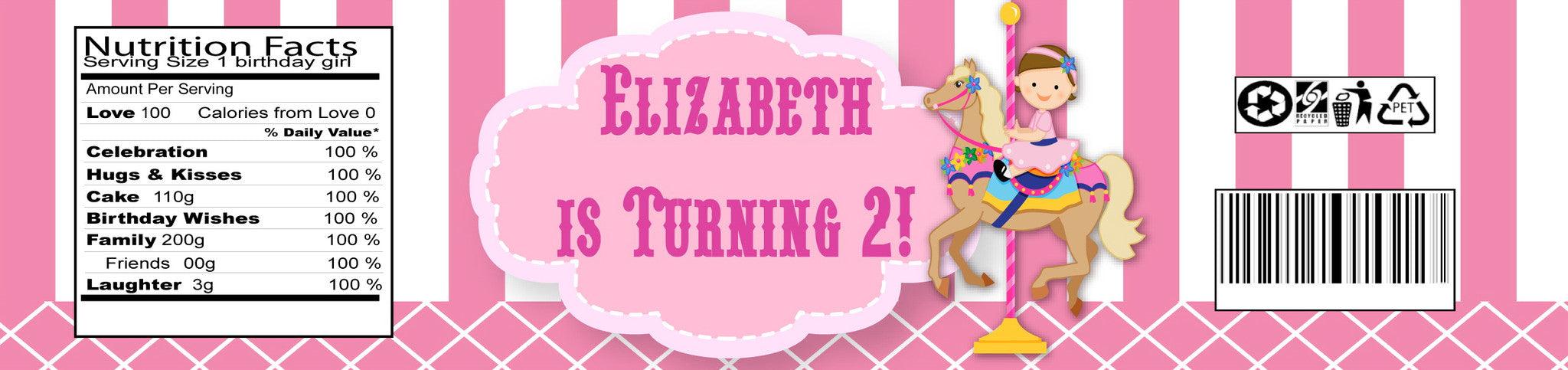 Carousel Water Bottle Labels (Girl) (#B-WBL106) - StorkBabyGiftBaskets