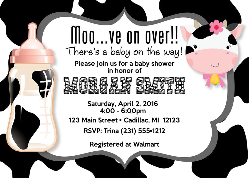 Country Cow Baby Shower Invitation - StorkBabyGiftBaskets.com