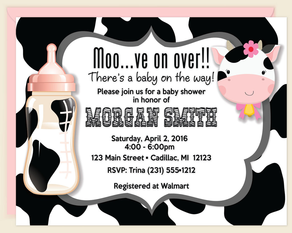 Country Cow Baby Shower Invitation