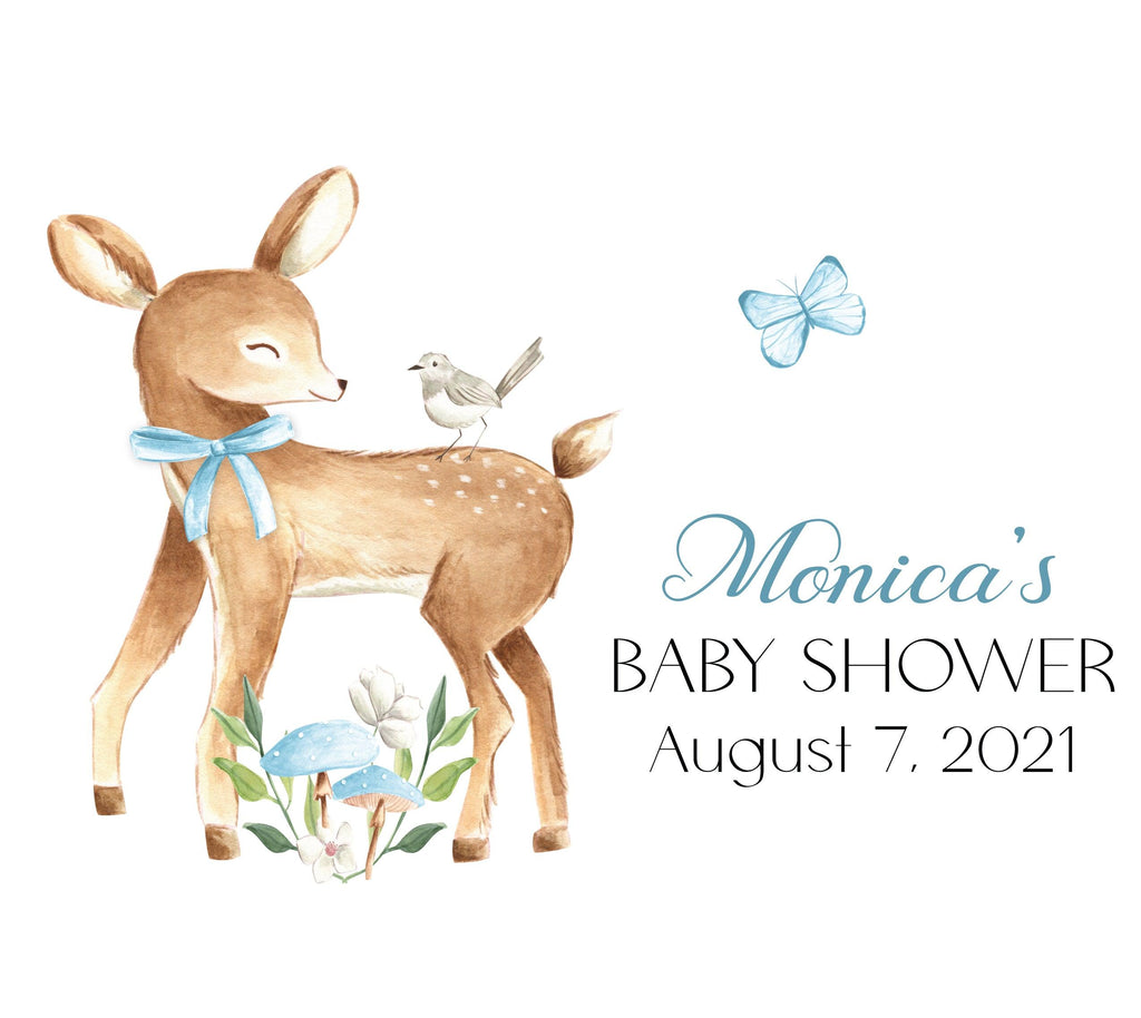 Deer Baby Boy Water Bottle Labels - StorkBabyGiftBaskets.com