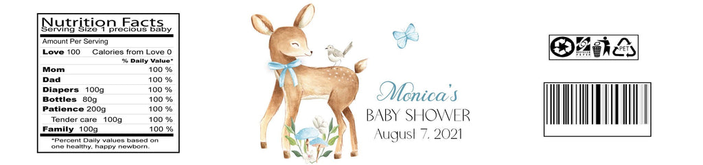 Deer Baby Boy Water Bottle Labels - StorkBabyGiftBaskets.com