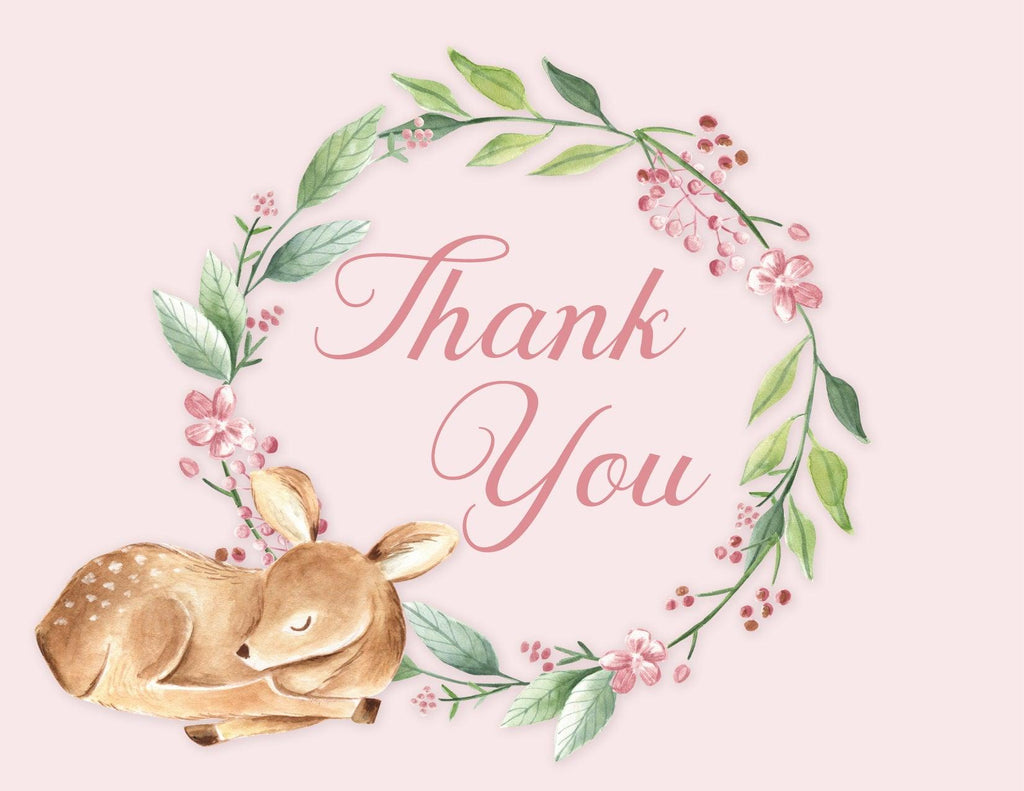 Deer Girl Baby Shower Thank You Card