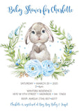 Bunny Baby Boy Shower Invitation