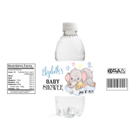 Floral Peach Baby Shower Water Bottle Labels