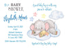 Elephant Cloud Baby Boy Shower Invitation - StorkBabyGiftBaskets.com