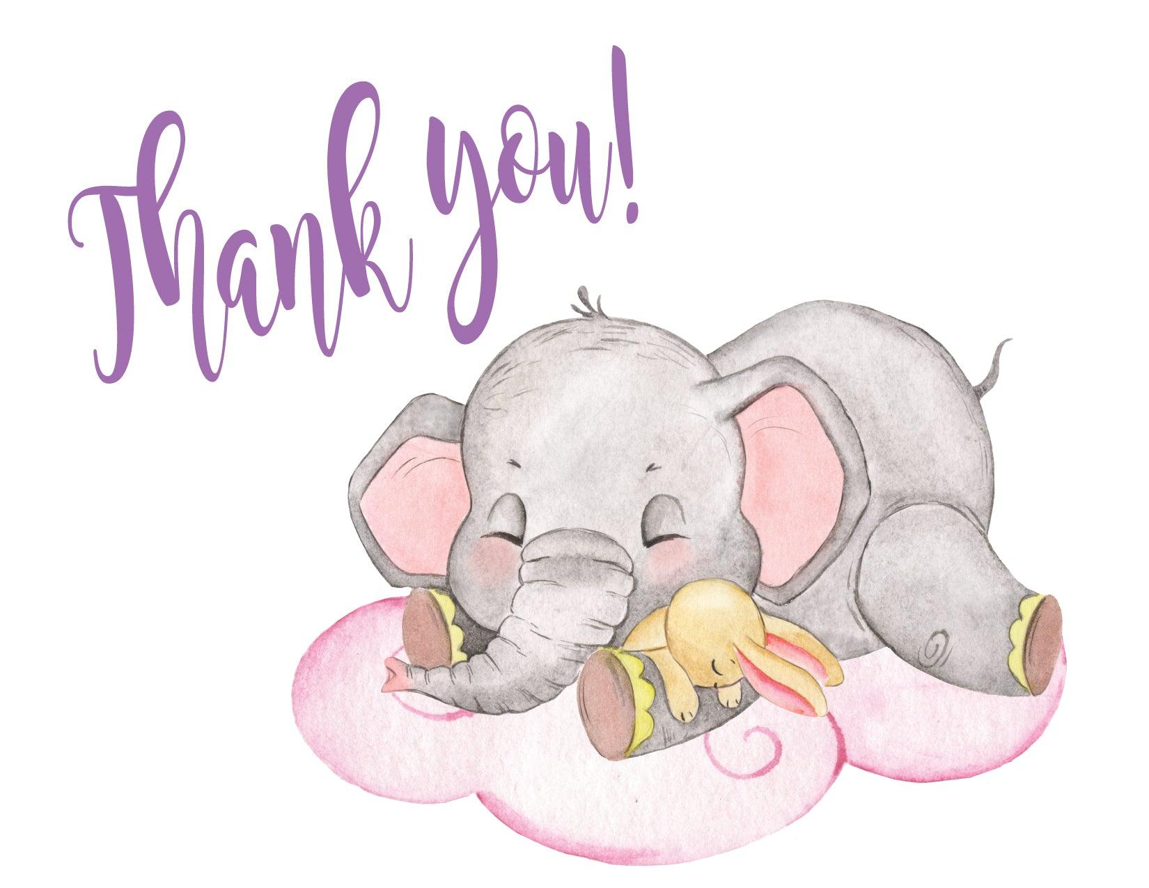 Elephant Cloud Baby Girl Shower Invitation - StorkBabyGiftBaskets.com