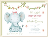 Elephant Girl Baby Shower Invitation - StorkBabyGiftBaskets.com
