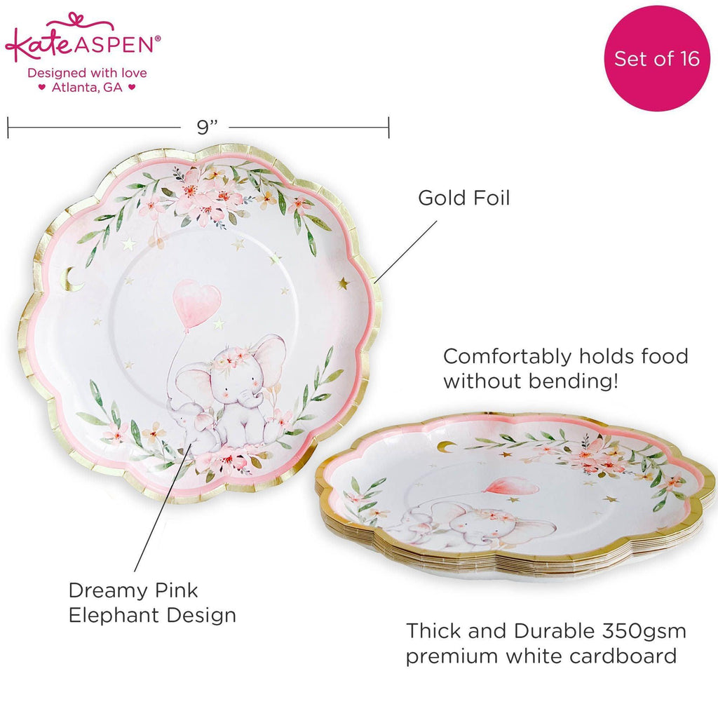 Pink Woodland Baby 7 in. Premium Paper Plates (Set of 16)