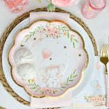 Elephant Baby Shower 9 in Premium Plates - Pink (Set of 16) SKU:  BSF28566PK - StorkBabyGiftBaskets.com
