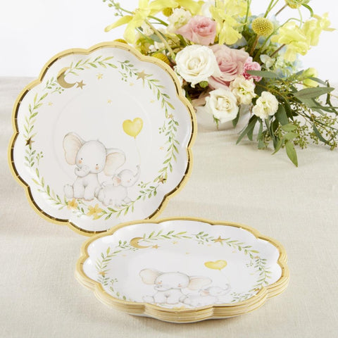 Elephant Baby Shower 7 in Premium Plates - Yellow (Set of 16) SKU:  BSF28565NA