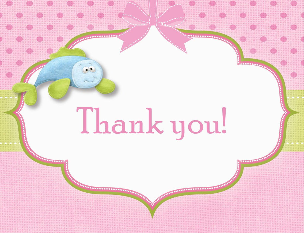 Fish Tales Girl Baby Shower Thank You Card