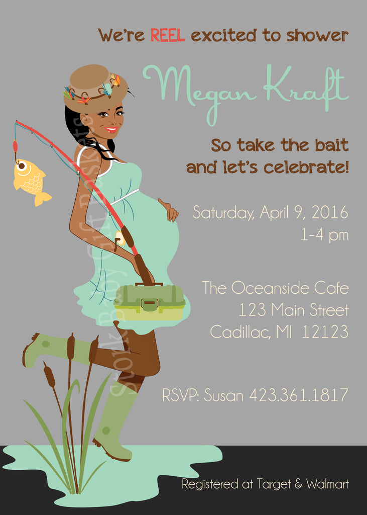 Fishing Mama Baby Shower Invitation - StorkBabyGiftBaskets.com