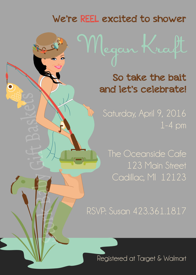 Fishing Mama Baby Shower Invitation - StorkBabyGiftBaskets.com