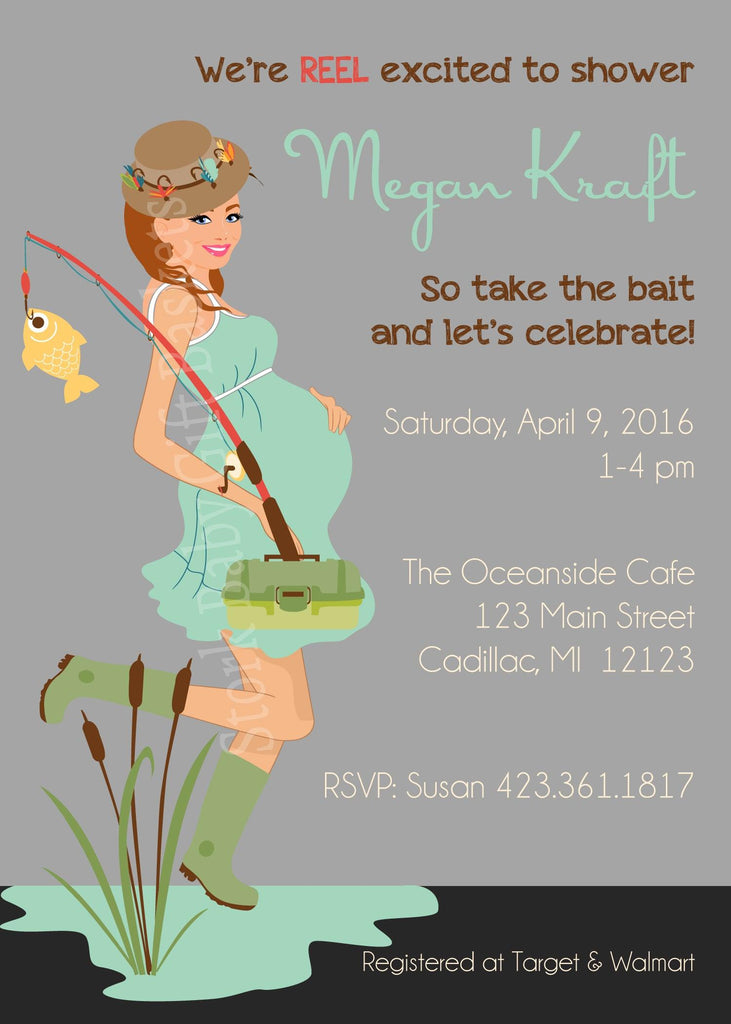 Fishing Mama Baby Shower Invitation - StorkBabyGiftBaskets.com