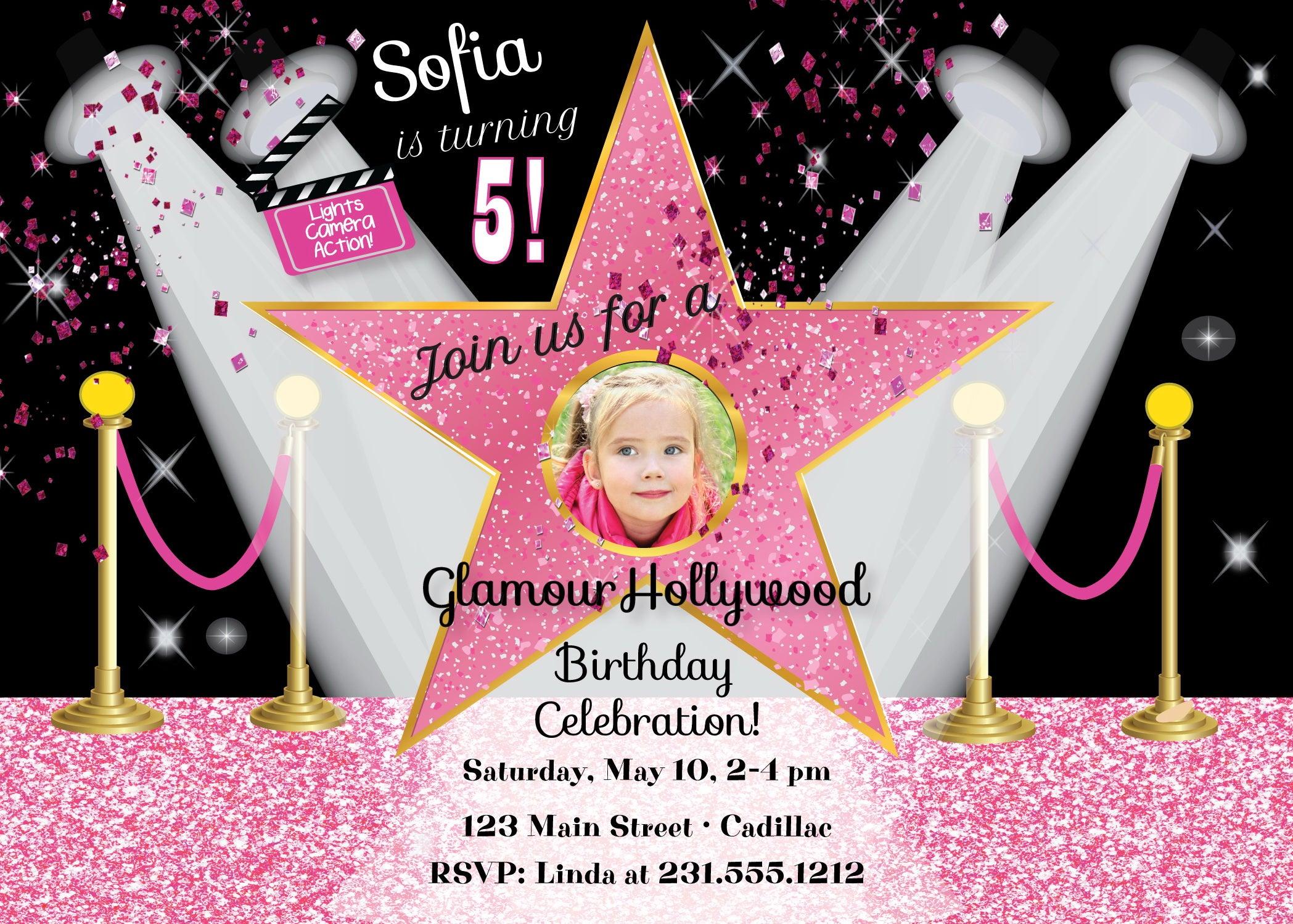Glamour Girl Photo Birthday Invitation