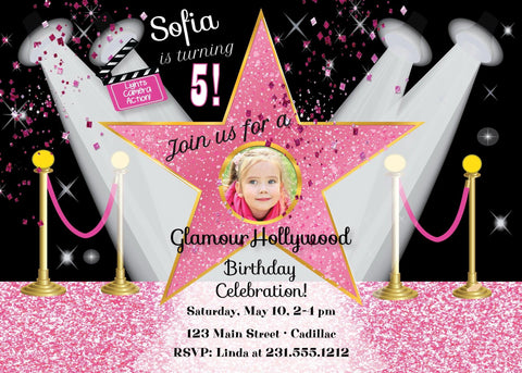 Red Carpet Girl Birthday Invitation