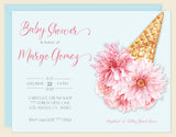 Ice Cream Floral Baby Shower Invitation