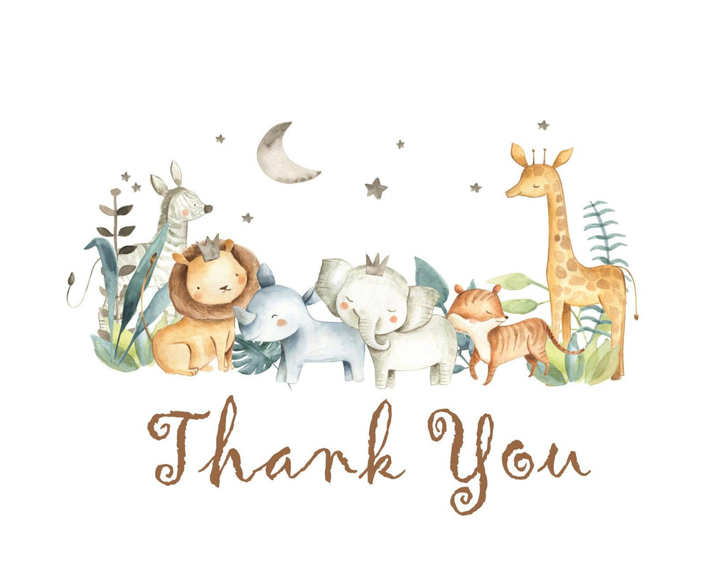 Jungle Animals Baby Shower Thank You Card