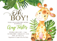 Safari Jungle Giraffe Baby Shower Invitation - StorkBabyGiftBaskets.com