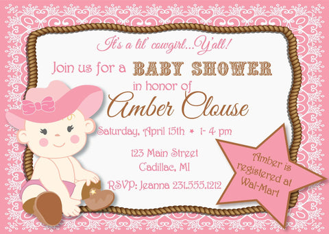 Boho Hanging Basket Baby Shower Invitation