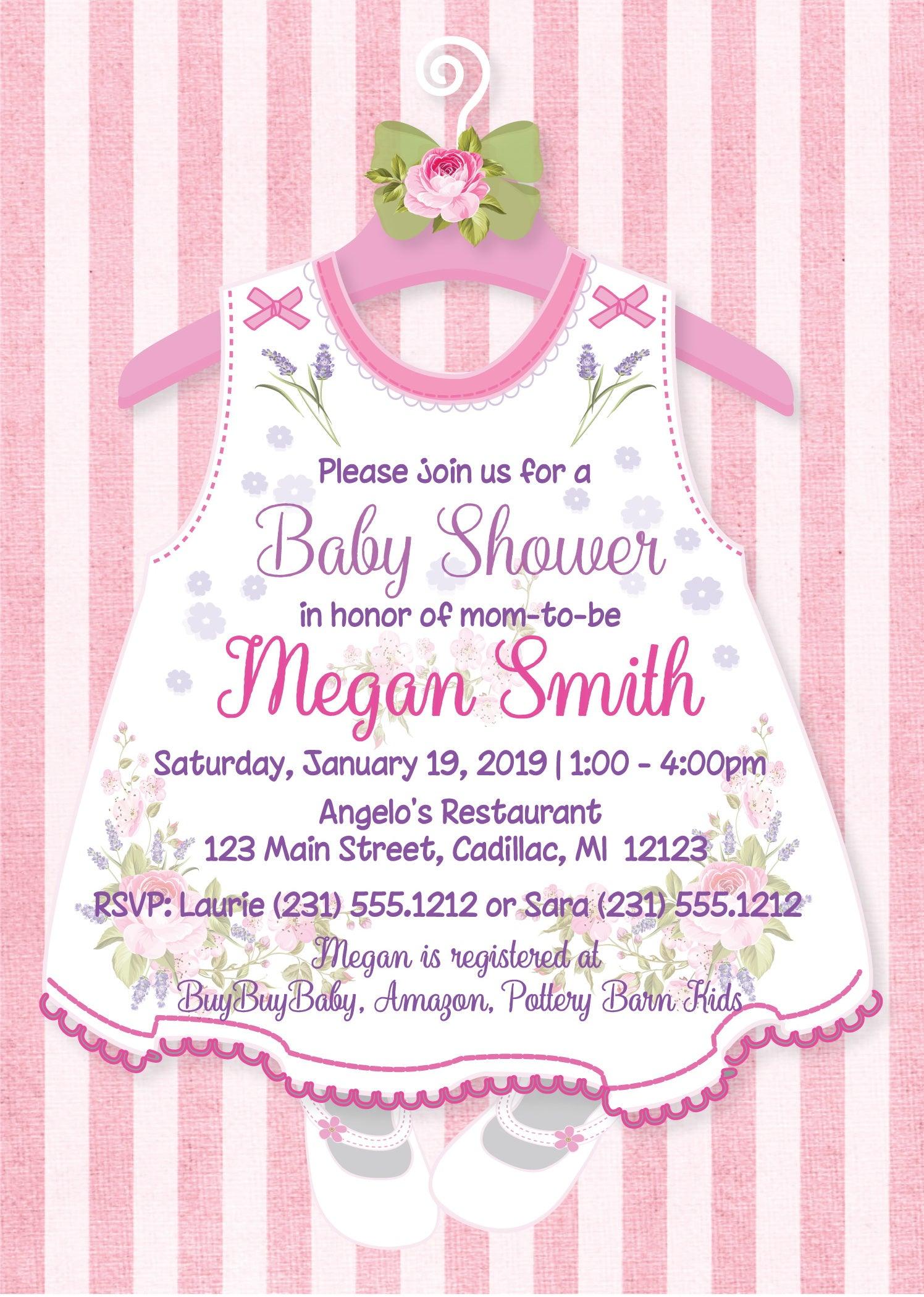 Little Dress Baby Girl Shower Invitation