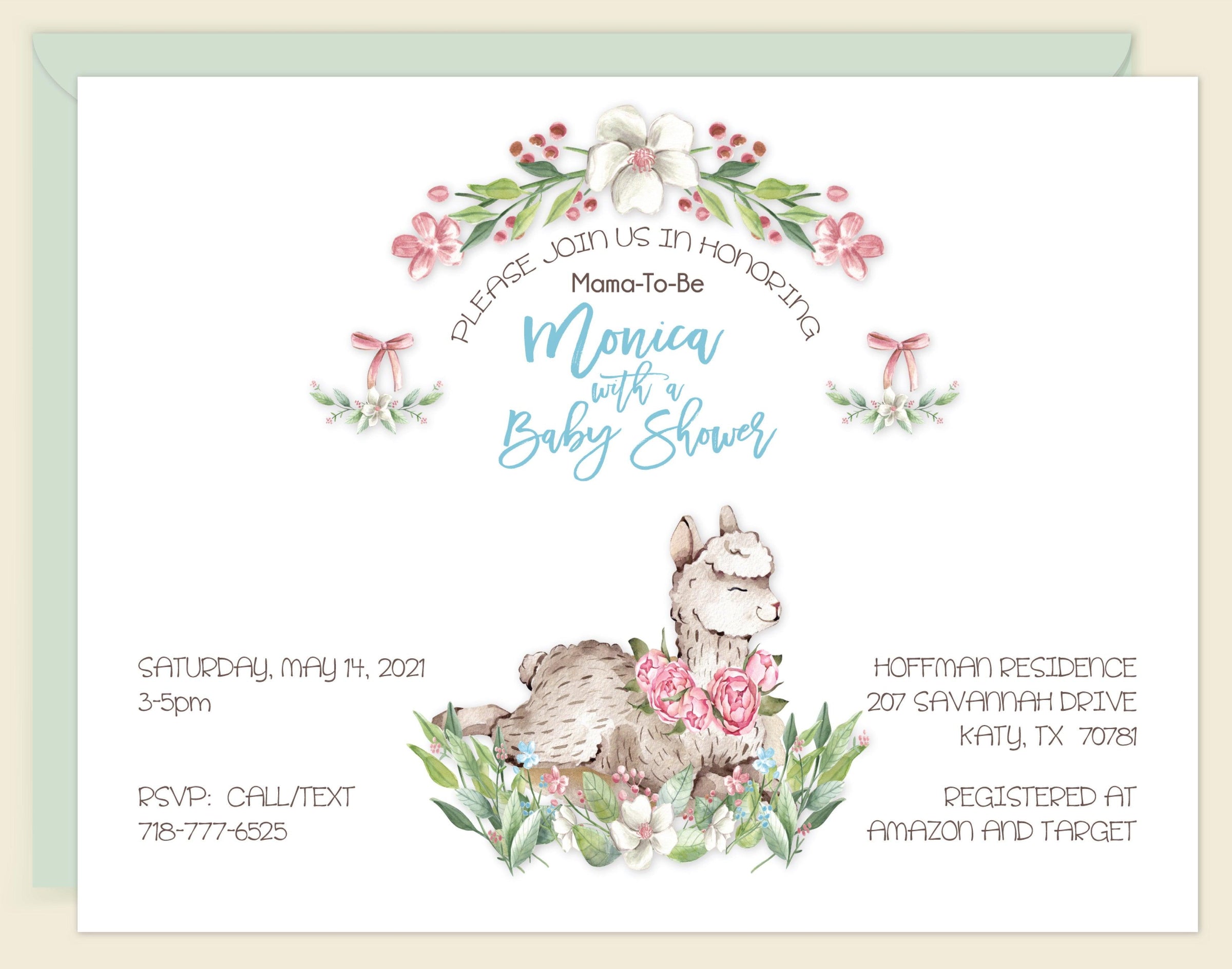 Llama Baby Shower Invitation