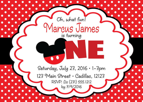 Fire Truck 1st Birthday Invitation