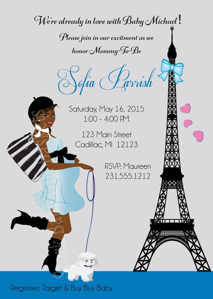 Paris Boy Baby Shower Invitations (#SBGB126) - StorkBabyGiftBaskets - 2