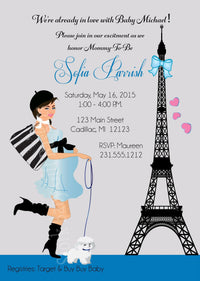 Paris Boy Baby Shower Invitations 
