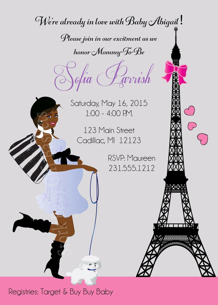 Paris Girl Baby Shower Invitations (#SBGB117) - StorkBabyGiftBaskets - 5