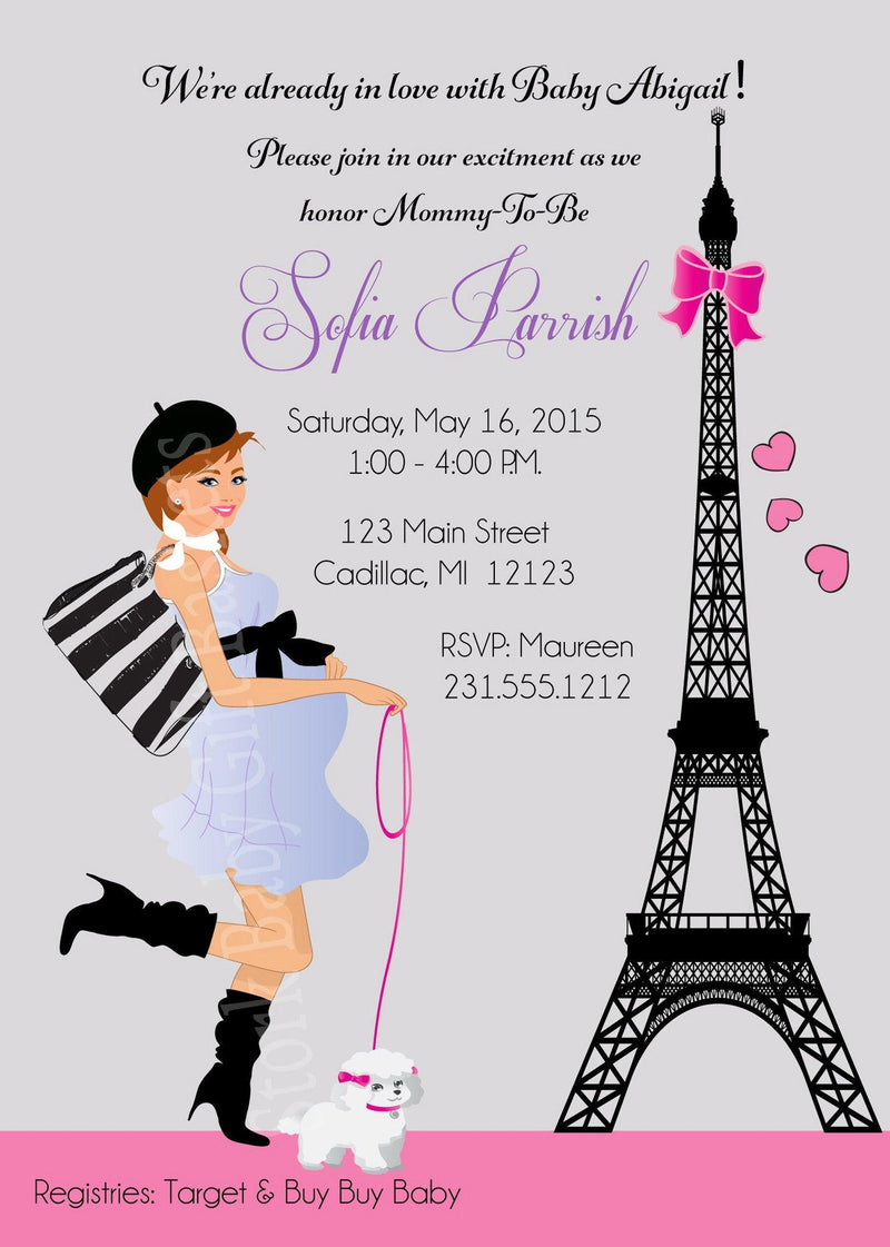 Paris Girl Baby Shower Invitations (#SBGB117) - StorkBabyGiftBaskets - 3