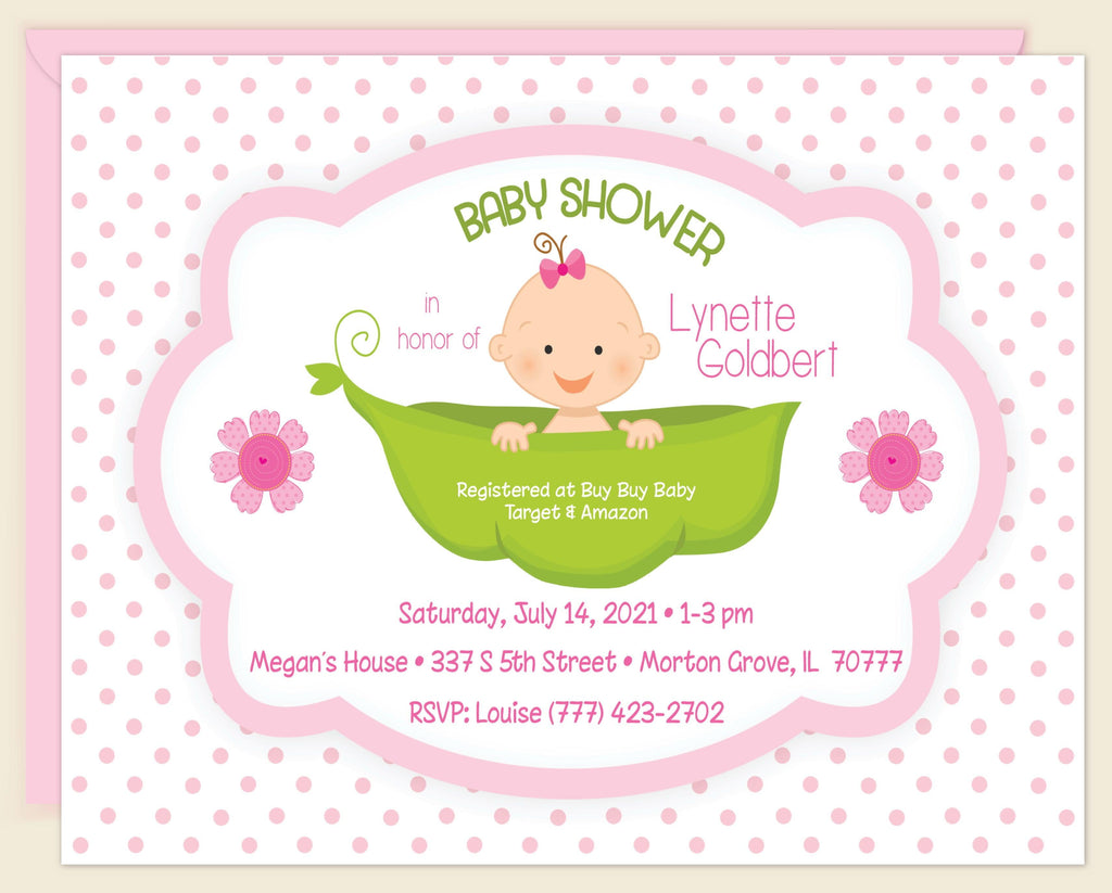 Pea In A Pod Baby Shower Invitation