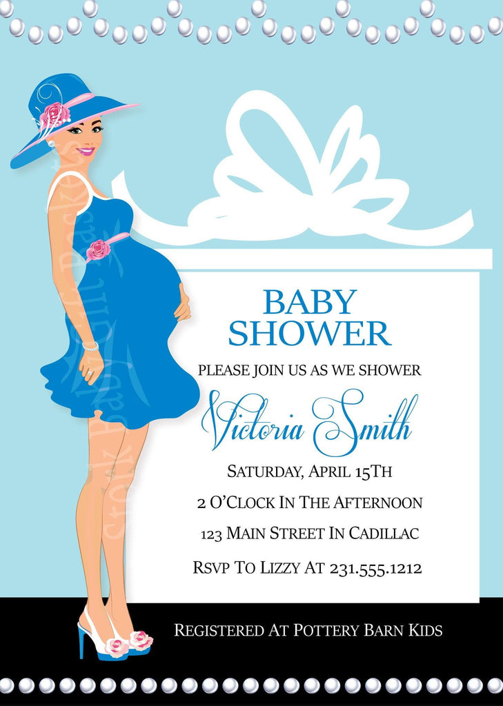 Pearls & Presents Boy Baby Shower Invitations (#SBGB311) - StorkBabyGiftBaskets